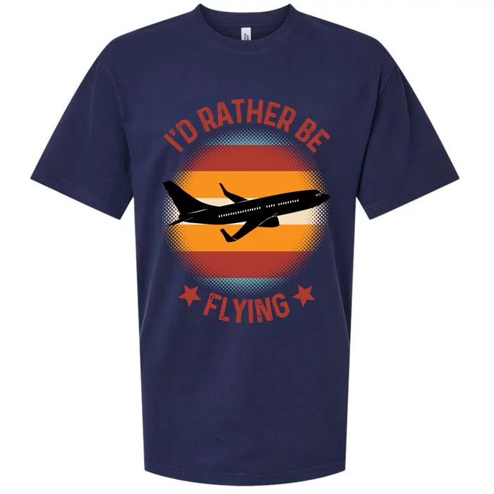 Id Rather Be Flying Airplane Sunset Gift Sueded Cloud Jersey T-Shirt