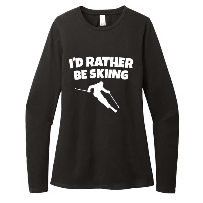 Id Rather Be Skiing (Black) Skier Gift Womens CVC Long Sleeve Shirt