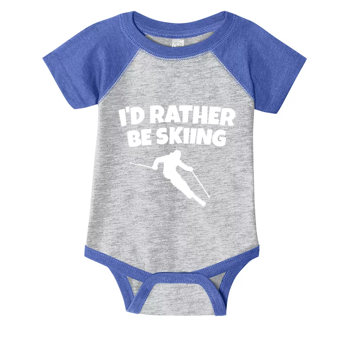 Id Rather Be Skiing (Black) Skier Gift Infant Baby Jersey Bodysuit