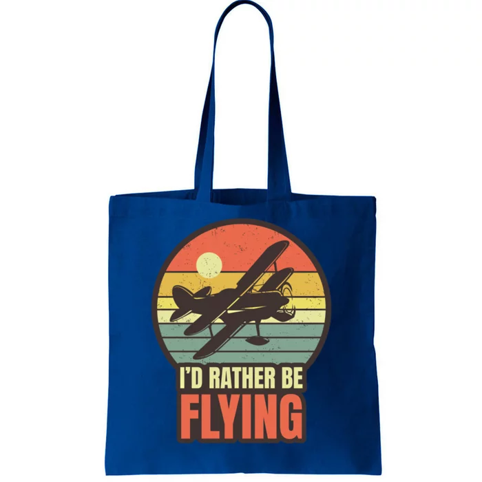 Id Rather Be Flying Aviation Pilot Flight Retro Sunset Meaningful Gift Tote Bag