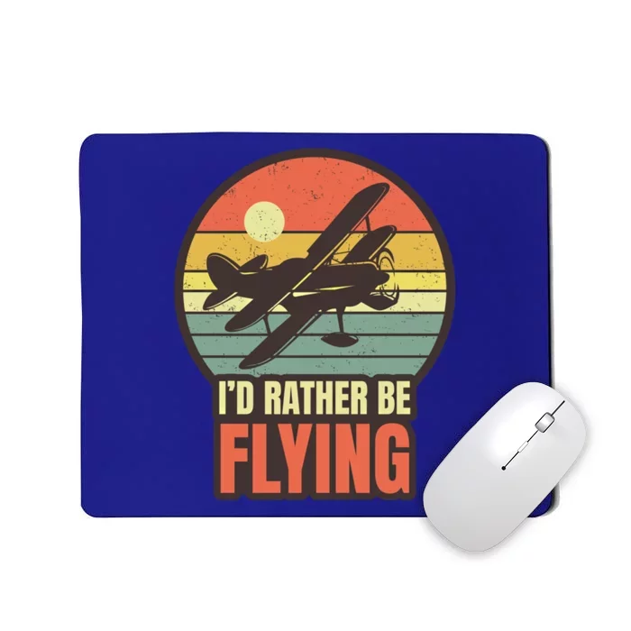 Id Rather Be Flying Aviation Pilot Flight Retro Sunset Meaningful Gift Mousepad