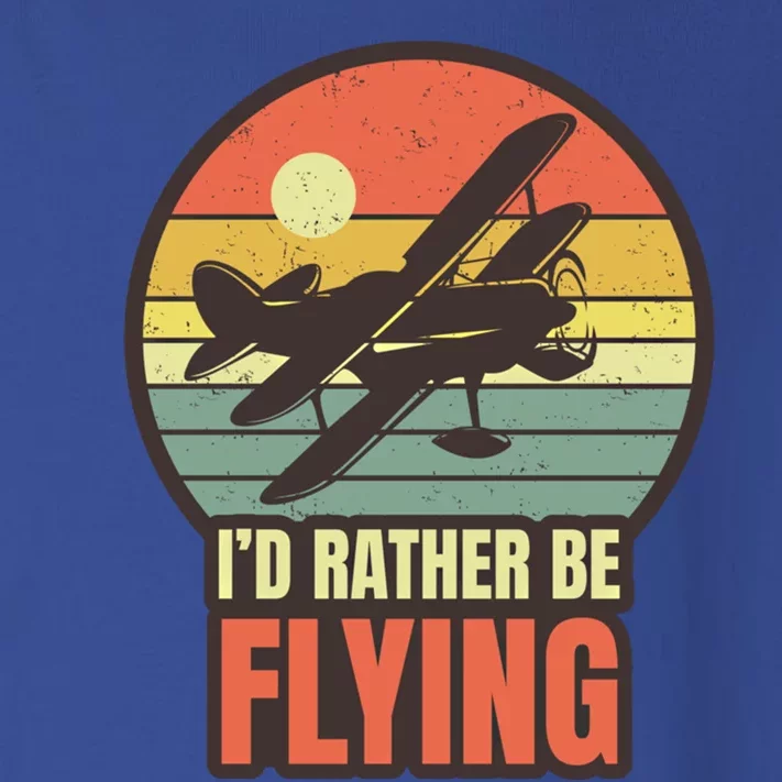 Id Rather Be Flying Aviation Pilot Flight Retro Sunset Meaningful Gift Toddler Long Sleeve Shirt