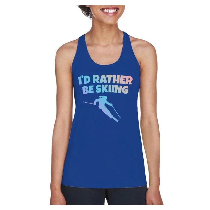 Id Rather Be Skiing (White) Skier Funny Gift Women's Racerback Tank