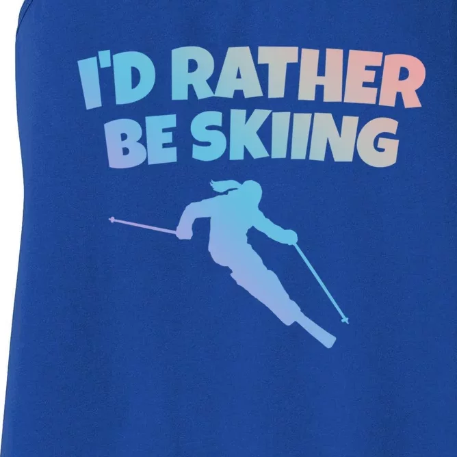 Id Rather Be Skiing (White) Skier Funny Gift Women's Racerback Tank