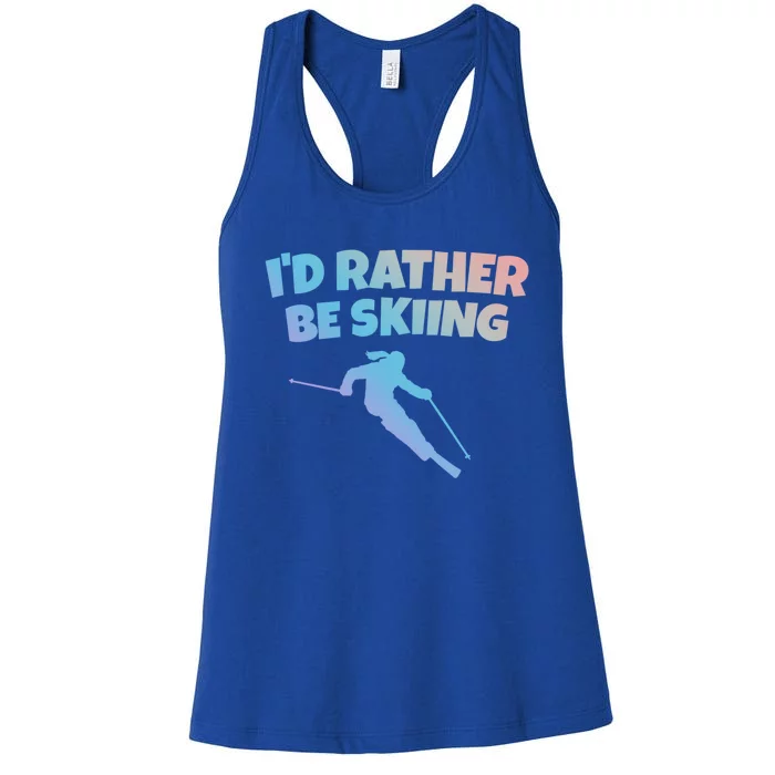 Id Rather Be Skiing (White) Skier Funny Gift Women's Racerback Tank