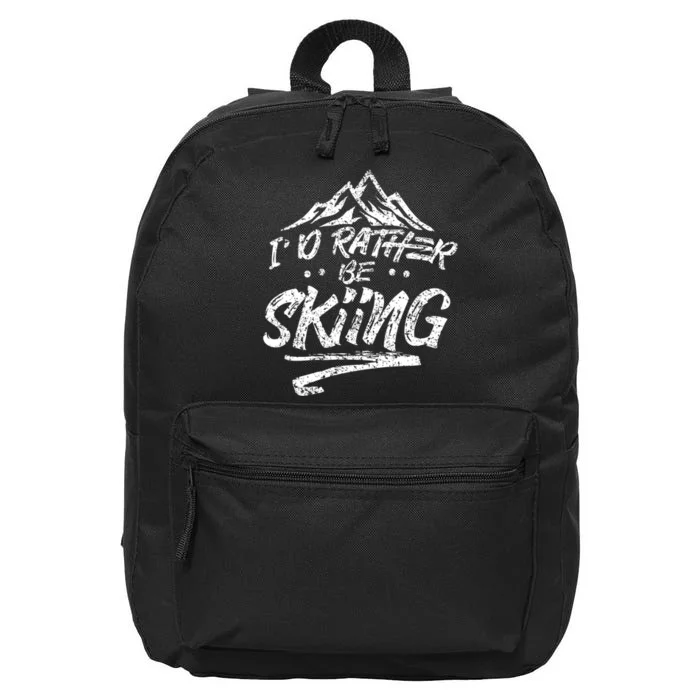 Id Rather Be Skiing Mountains Funny Skiing Gift For Skier 16 in Basic Backpack