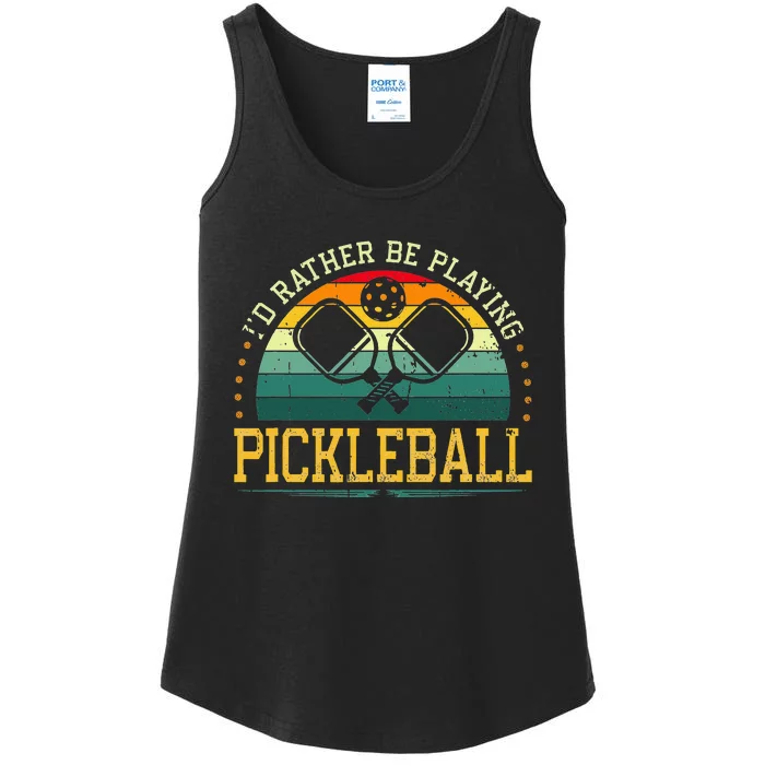 I'd Rather Be Playing Pickleball Player Ladies Essential Tank