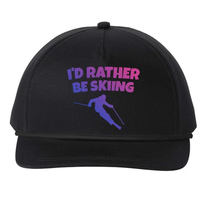 Id Rather Be Skiing (White) Skier Gift Snapback Five-Panel Rope Hat