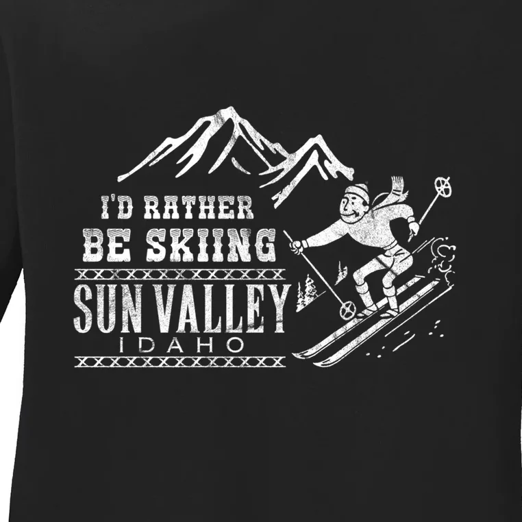 Id Rather Be Skiing Sun Valley Idaho Gift For Skier Ladies Long Sleeve Shirt