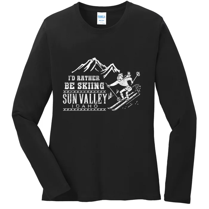 Id Rather Be Skiing Sun Valley Idaho Gift For Skier Ladies Long Sleeve Shirt