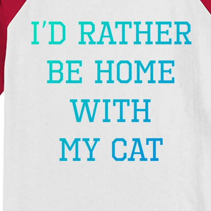 ID Rather Be Home With My Cat Funny Pet Owner Gift Kids Colorblock Raglan Jersey