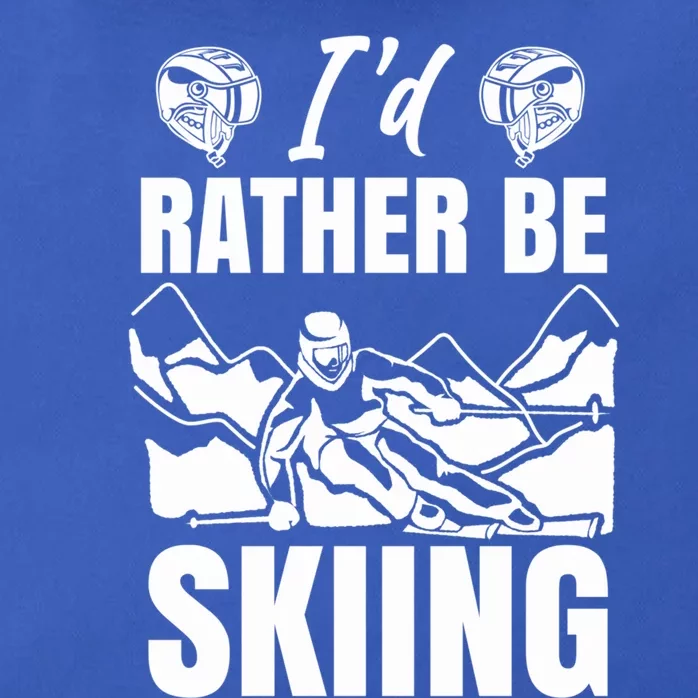 Id Rather Be Skiing Funny Mountain Skiing Skier Ski Gift Zip Tote Bag