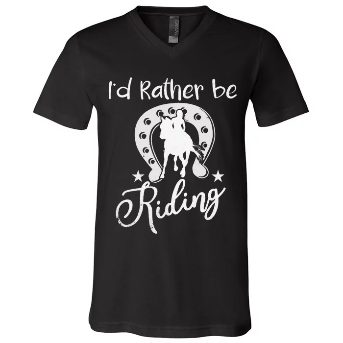 Id Rather Be Riding Horseback V-Neck T-Shirt