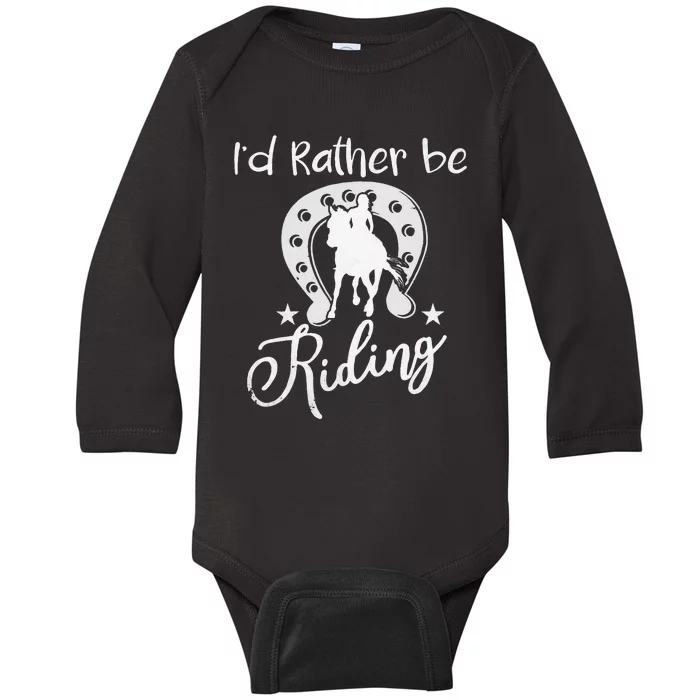 Id Rather Be Riding Horseback Baby Long Sleeve Bodysuit