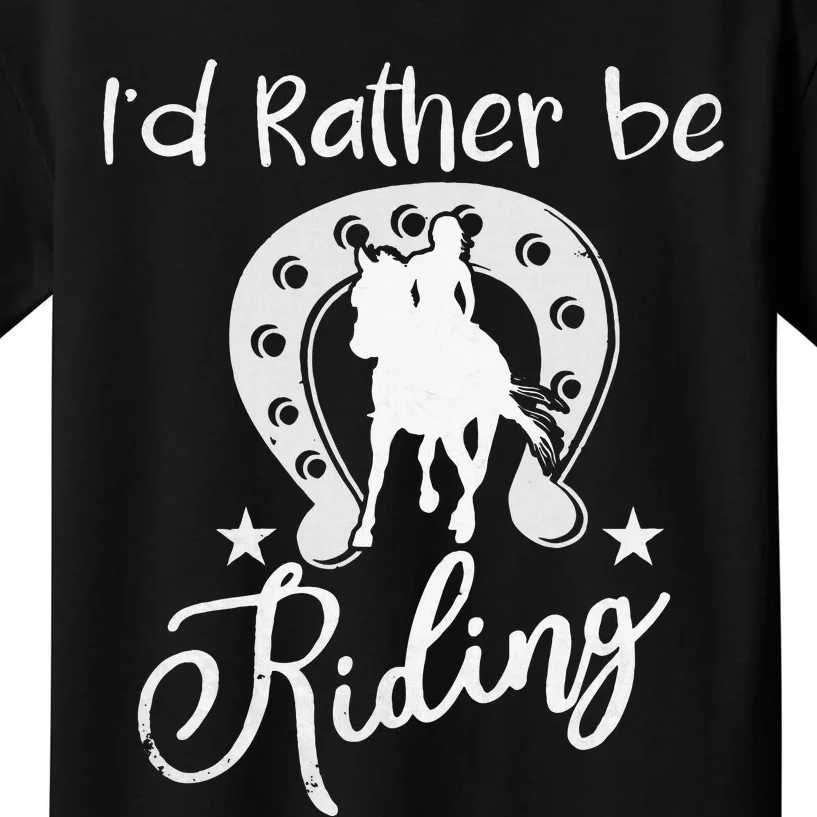 Id Rather Be Riding Horseback Kids T-Shirt