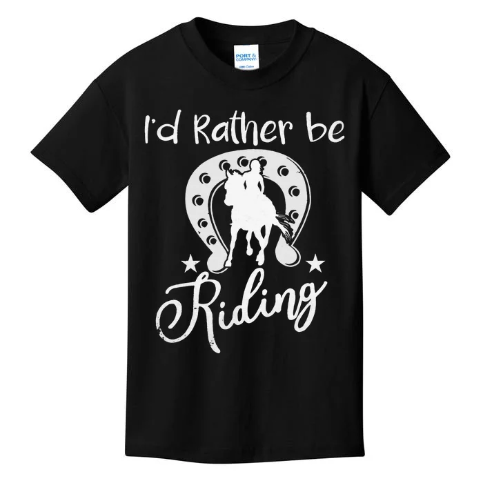 Id Rather Be Riding Horseback Kids T-Shirt