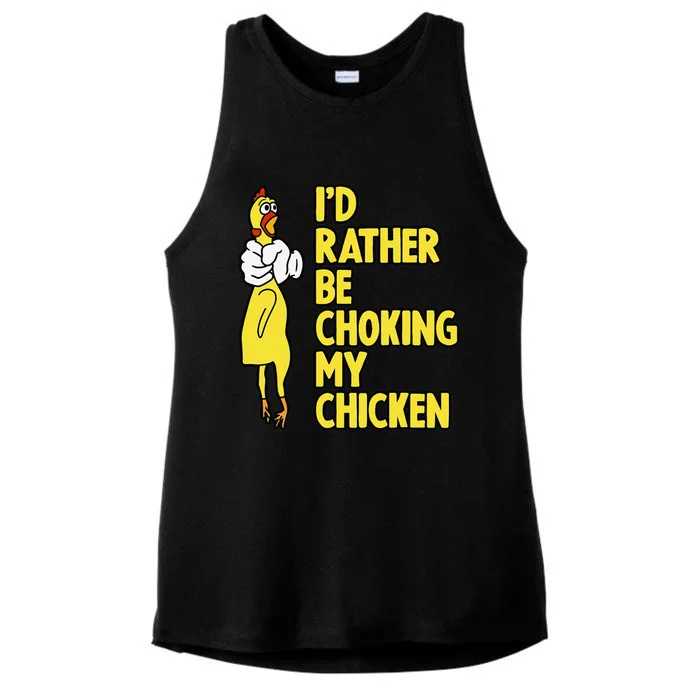 I'd Rather Be Choking My Chicken Screaming Rubber Chicken Ladies Tri-Blend Wicking Tank