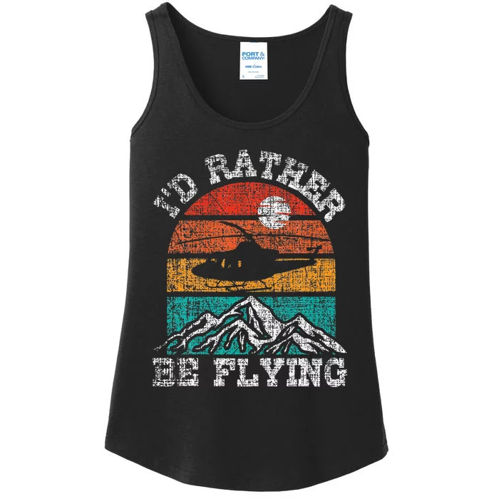 I'd Rather Be Flying Retro Helicopter Pilot Aviation Ladies Essential Tank