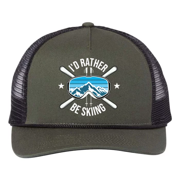 Id Rather Be Skiing Ski Winter Sports Freestyle Skier Gift Retro Rope Trucker Hat Cap