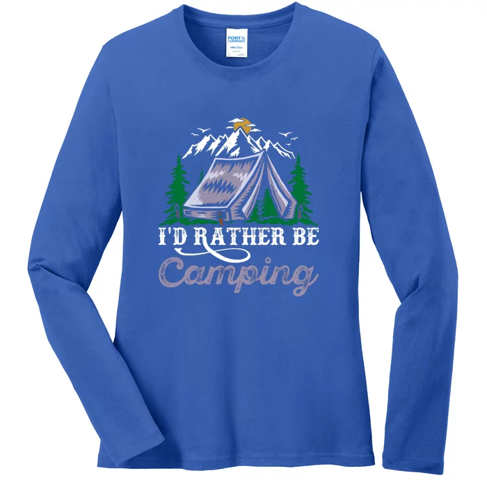 Id Rather Be Camping Wilderness Holiday Gift Tent Ladies Long Sleeve Shirt