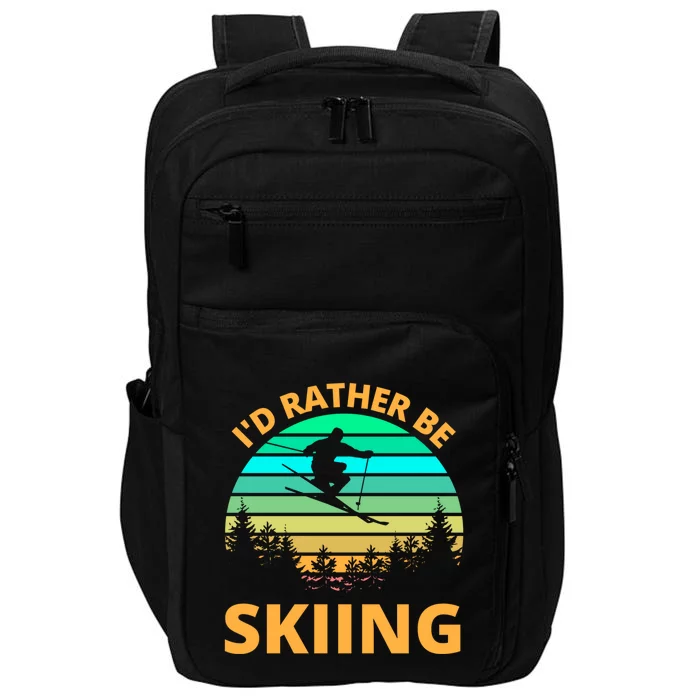 Id Rather Be Snowboarding Retro Vintage Snowboard Skiing Gift Impact Tech Backpack