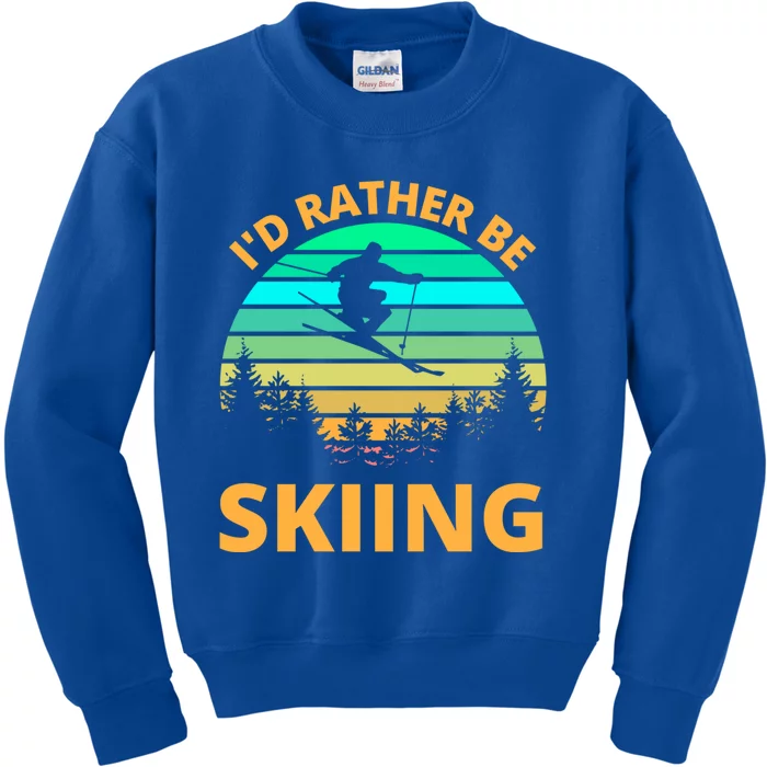 Id Rather Be Snowboarding Retro Vintage Snowboard Skiing Gift Kids Sweatshirt