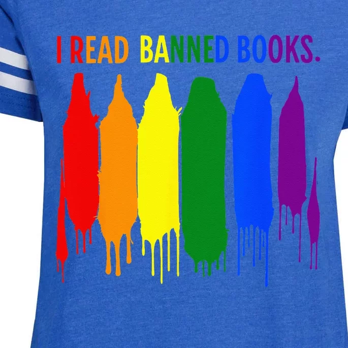 I Read Banned Books Week Rainbow LGBT Book Lover Teacher Enza Ladies Jersey Football T-Shirt