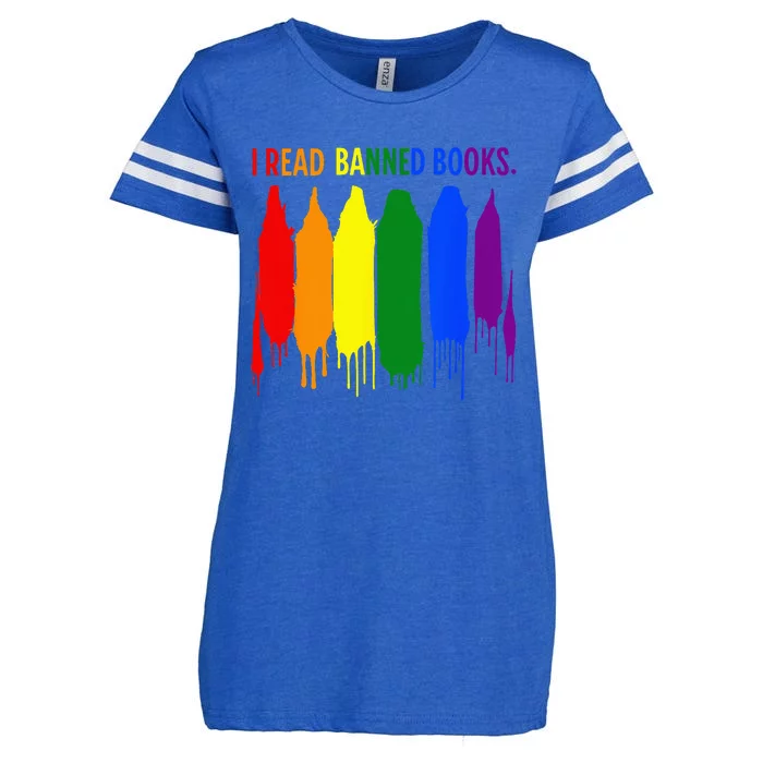 I Read Banned Books Week Rainbow LGBT Book Lover Teacher Enza Ladies Jersey Football T-Shirt