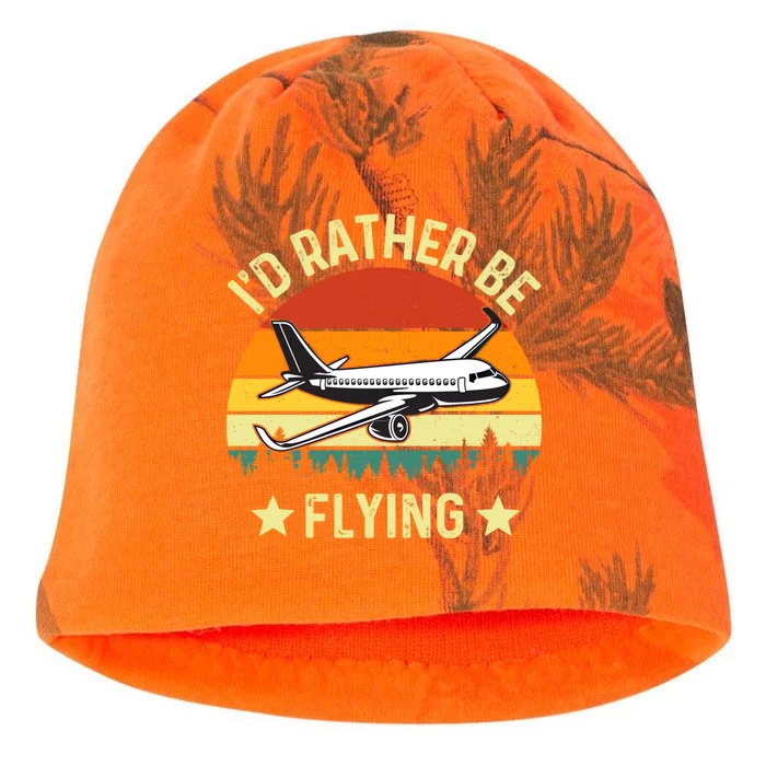 Id Rather Be Flying Funny Vintage Retro Airplane Pilot Gift Kati - Camo Knit Beanie