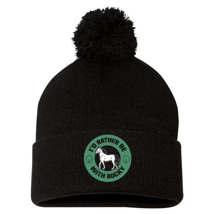 I'd Rather Be With Horse Pom Pom 12in Knit Beanie