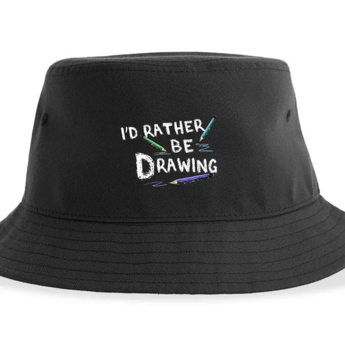 ID Rather Be Drawing Draw Sketch Pencil Artist Lovers Sustainable Bucket Hat