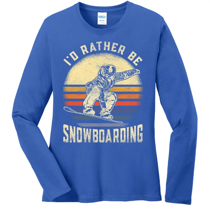 Id Rather Be Snowboarding Vintage For Snowboarder Boarding Gift Ladies Long Sleeve Shirt