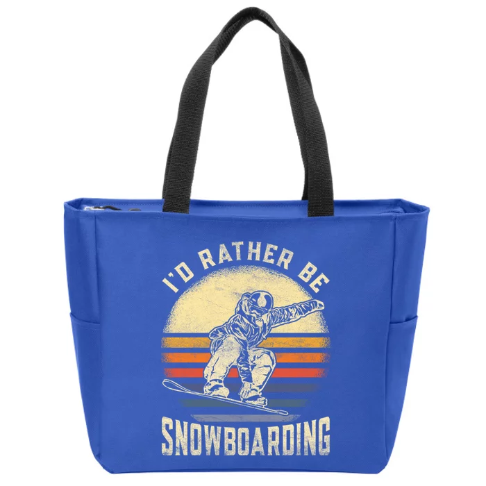 Id Rather Be Snowboarding Vintage For Snowboarder Boarding Gift Zip Tote Bag