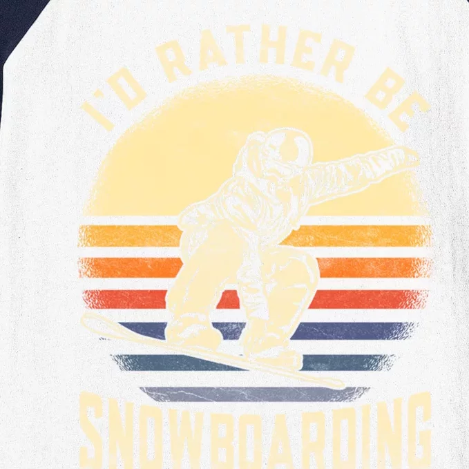 Id Rather Be Snowboarding Vintage For Snowboarder Boarding Gift Baseball Sleeve Shirt