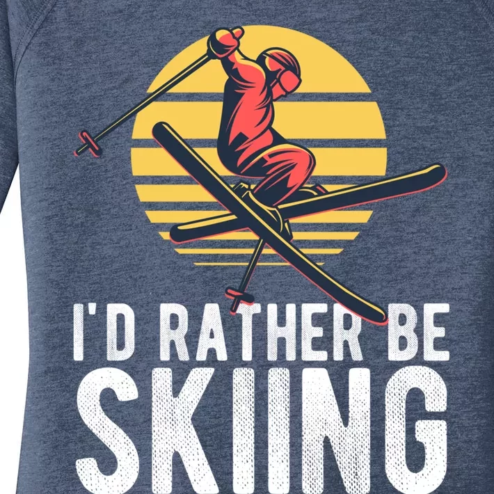 Id Rather Be Skiing Activity Sport Skiing Travel Cute Gift Women's Perfect Tri Tunic Long Sleeve Shirt