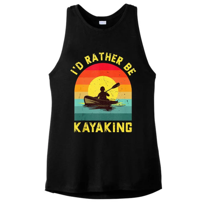 Id Rather Be Kayaking Vintage Distressed Kayak Lover Gift Ladies Tri-Blend Wicking Tank