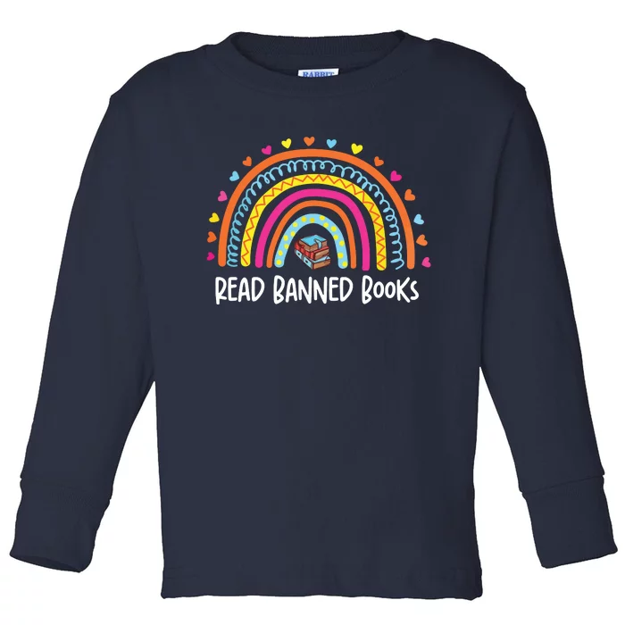 I Read Banned Books Rainbow Readers Reading Gift Toddler Long Sleeve Shirt