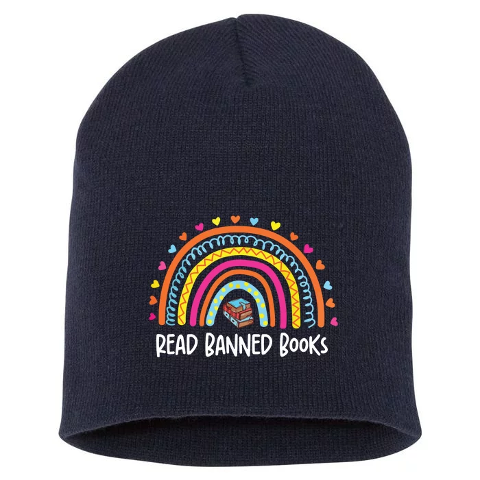 I Read Banned Books Rainbow Readers Reading Gift Short Acrylic Beanie