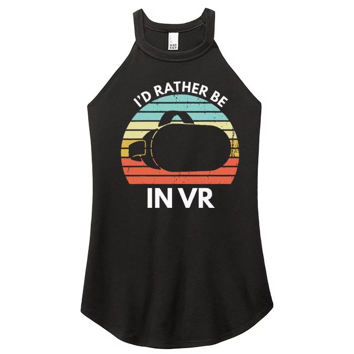 ID Rather Be In Vr Funny Virtual Reality Gamer Women’s Perfect Tri Rocker Tank