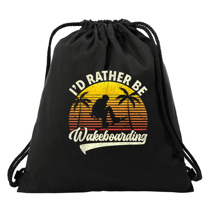 I’d Rather Be Wakeboarding Drawstring Bag