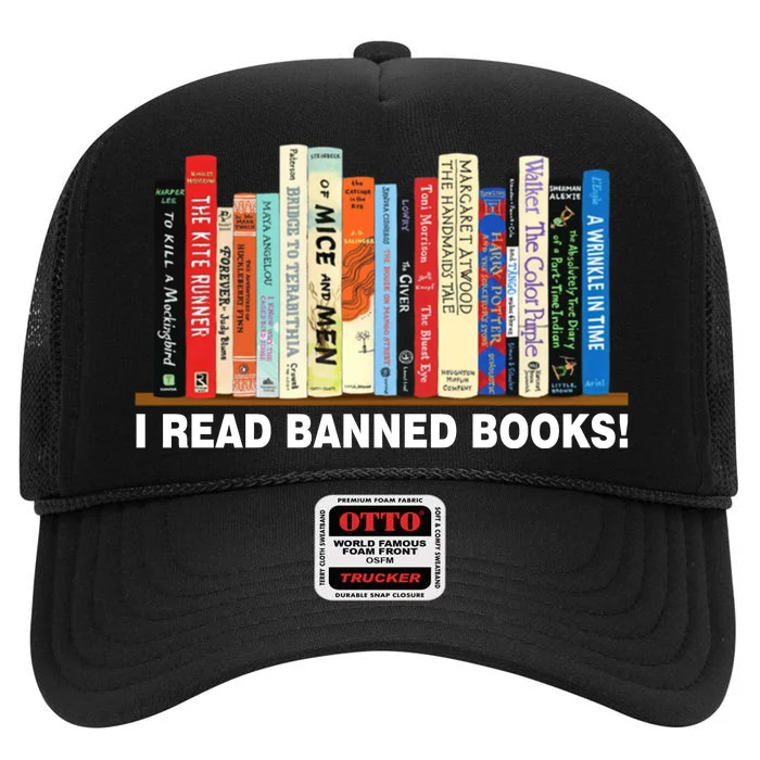 I Read Banned Books High Crown Mesh Trucker Hat