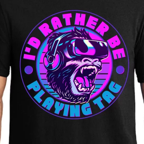 ID Rather Be Playing Tag Vr Gamer Ape Gorilla Pajama Set