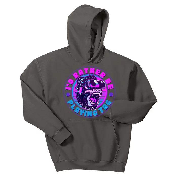 ID Rather Be Playing Tag Vr Gamer Ape Gorilla Kids Hoodie