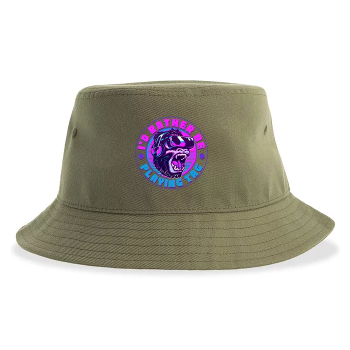 ID Rather Be Playing Tag Vr Gamer Ape Gorilla Sustainable Bucket Hat