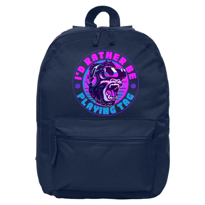 ID Rather Be Playing Tag Vr Gamer Ape Gorilla 16 in Basic Backpack