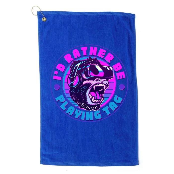 ID Rather Be Playing Tag Vr Gamer Ape Gorilla Platinum Collection Golf Towel