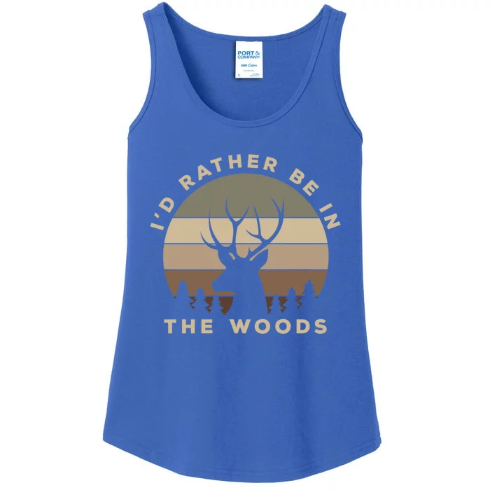 ID Rather Be In The Woods Deer Hunting Funny Gift Ladies Essential Tank