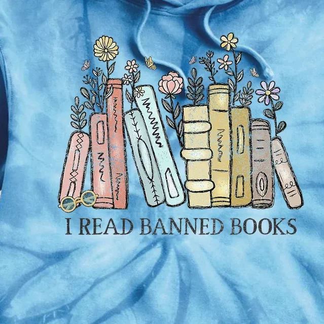 I Read Banned Books Lovers Funny Book Readers Tie Dye Hoodie