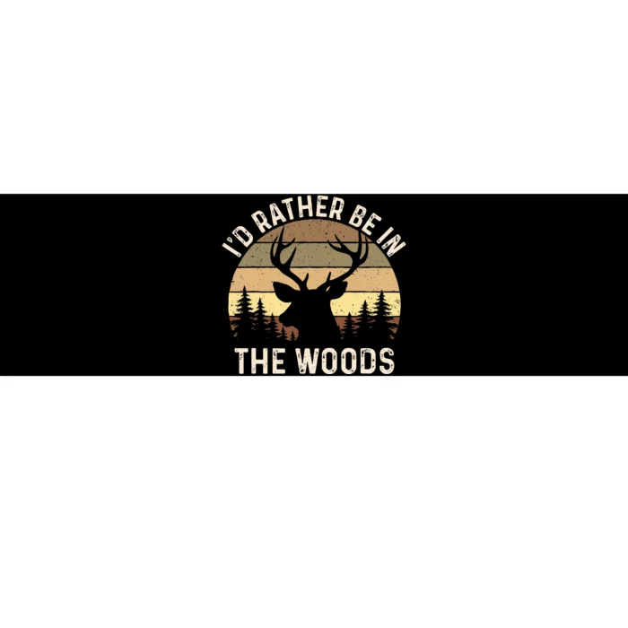 ID Rather Be In The Woods Retro Vintage Deer Lover Hunter Bumper Sticker