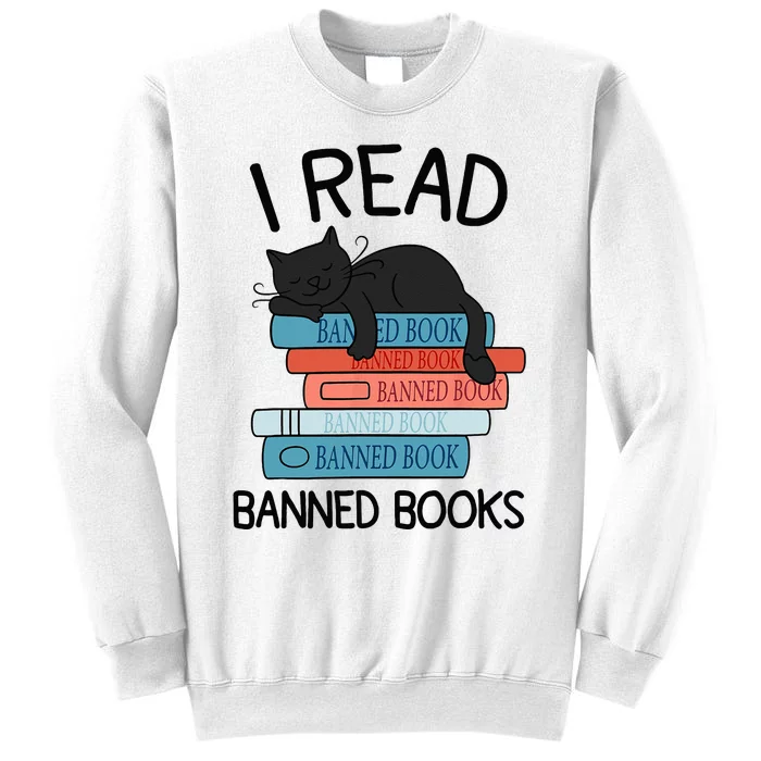 I Read Banned Books Black Cat Reader Librarian Freadom Sweatshirt